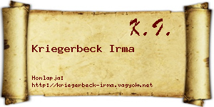 Kriegerbeck Irma névjegykártya